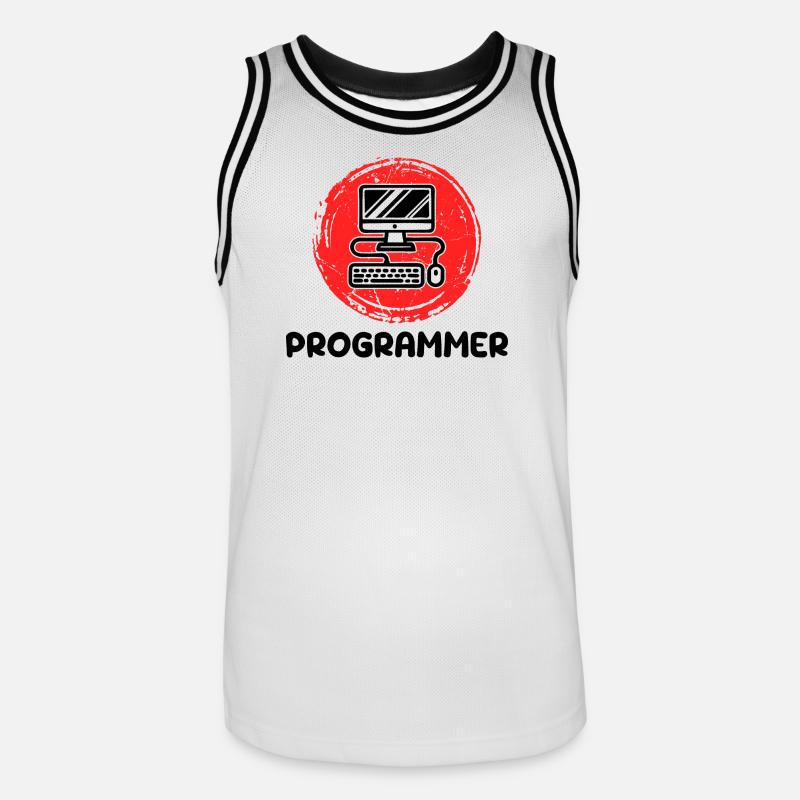 Computer Developer Programmer Code Scripting - Men's Basketball Jersey - white/black