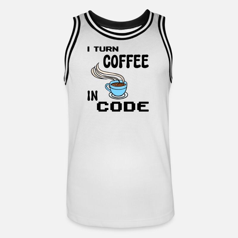 Programmeur de code Scripting Statement Développeur - Maillot de basket Homme - blanc/noir