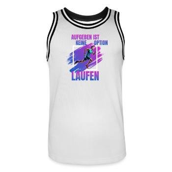 Laufen: Aufgeben ist keine Option - Männer Basketball-Trikot - Weiß/Schwarz - Vorne - AI Model Male 185 dark (185cm)