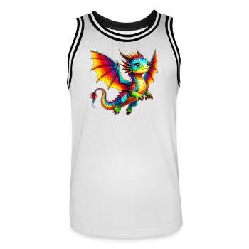 Drache - Männer Basketball-Trikot - Weiß/Schwarz - Vorne - AI Model Male 185 dark (185cm)