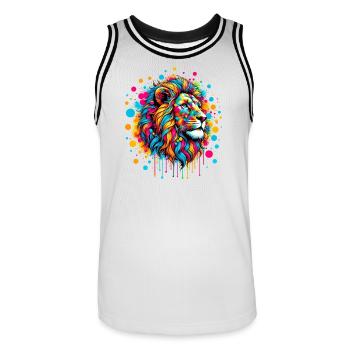 Löwe - Männer Basketball-Trikot - Weiß/Schwarz - Vorne - AI Model Male 185 dark (185cm)