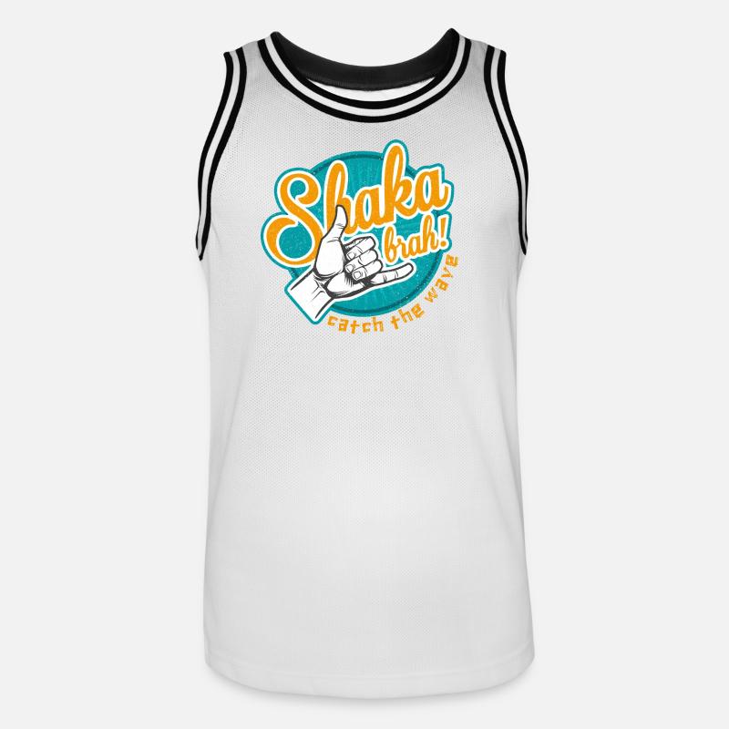 Shaka Brah Surf Wave Tee - Maglia da basket per uomo - bianco/nero