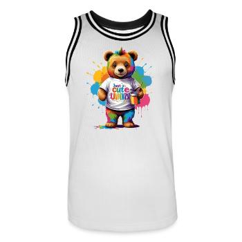 Tout aussi mignon que le dicton de l’ours arc-en-ciel licorne - Maillot de basket Homme - blanc/noir - Devant - AI Model Male 185 dark (185cm)