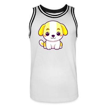 Cute Puppy Love Heart Eyes Adorable Dog T-Shirt - Men's Basketball Jersey - white/black - Front - AI Model Male 185 dark (185cm)