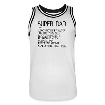 Super Papa – Multitasking ohne Pause - Männer Basketball-Trikot - Weiß/Schwarz - Vorne - AI Model Male 185 dark (185cm)