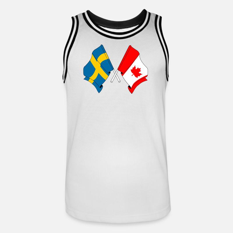 Drapeau de la Suède, drapeau du Canada - Maillot de basket Homme - blanc/noir