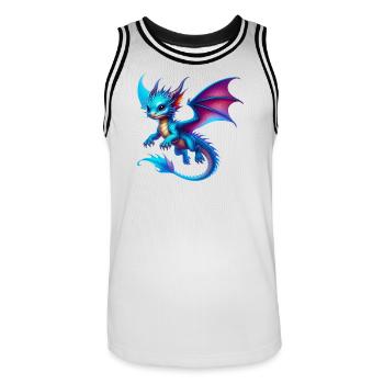 Drache - Männer Basketball-Trikot - Weiß/Schwarz - Vorne - AI Model Male 185 dark (185cm)