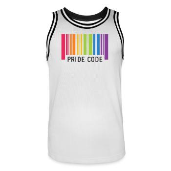 LGBT Pride Monat - Pride Code - Männer Basketball-Trikot - Weiß/Schwarz - Vorne - AI Model Male 185 dark (185cm)