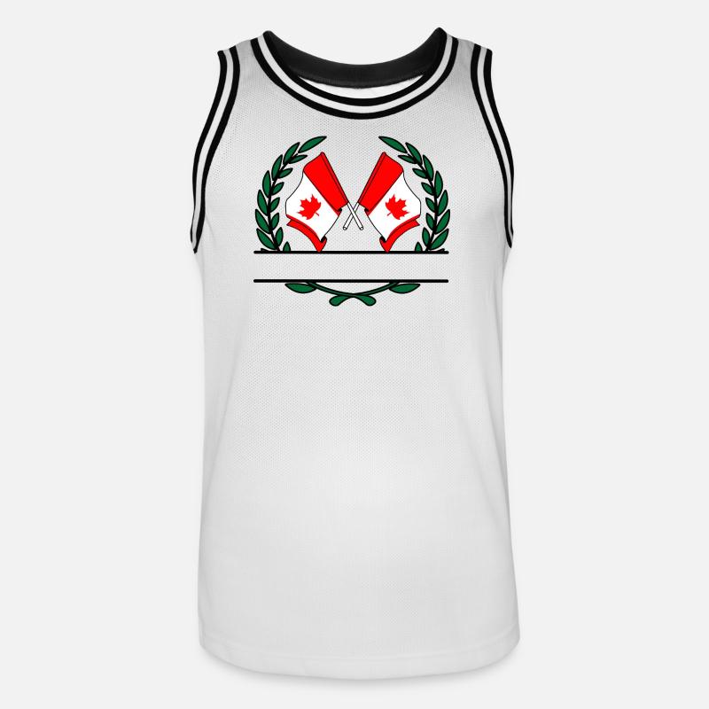 Bannière de couronne de laurier de Drapeaux Canada - Maillot de basket Homme - blanc/noir