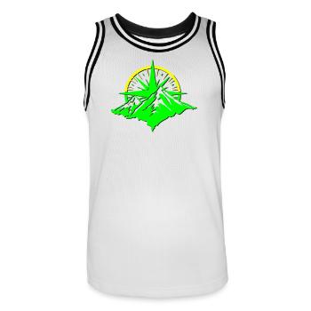 Compass With Mountain Silhouette - Men's Basketball Jersey - white/black - Front - AI Model Male 185 dark (185cm)