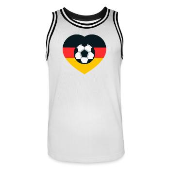Germany Heart Football Emblem - Men's Basketball Jersey - white/black - Front - AI Model Male 185 dark (185cm)