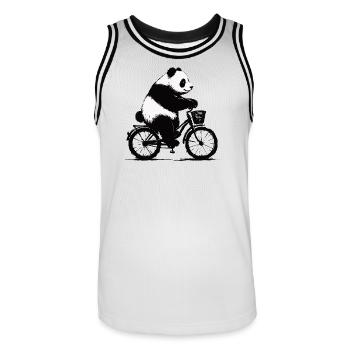 Panda auf Fahrrad süßes Tier Geschenk - Männer Basketball-Trikot - Weiß/Schwarz - Vorne - AI Model Male 185 dark (185cm)