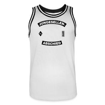 JGA-Motiv Rahmen (JGA MC-Rocker-Kutten-Design) - Männer Basketball-Trikot - Weiß/Schwarz - Vorne - AI Model Male 185 dark (185cm)