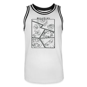 Chasing Ramen Cartoon - Männer Basketball-Trikot - Weiß/Schwarz - Vorne - AI Model Male 185 dark (185cm)