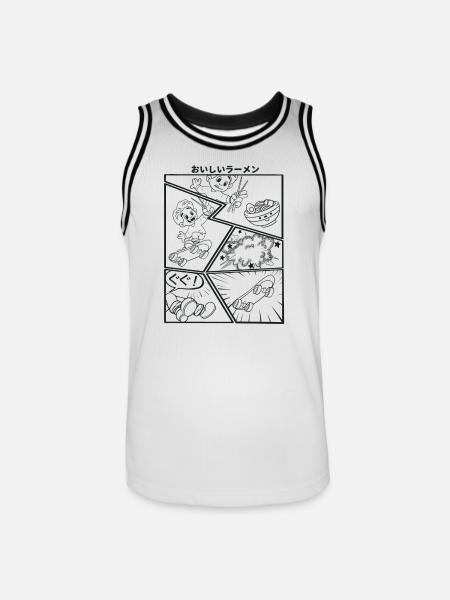 Chasing Ramen Cartoon - Männer Basketball-Trikot - Weiß/Schwarz