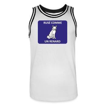 Rusé comme un renard - Maillot de basket Homme - blanc/noir - Devant - AI Model Male 185 dark (185cm)