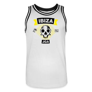 IBIZA – JGA unter Palmen - Männer Basketball-Trikot - Weiß/Schwarz - Vorne - AI Model Male 185 dark (185cm)