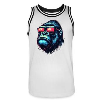 Gorilla - Men's Basketball Jersey - white/black - Front - AI Model Male 185 dark (185cm)