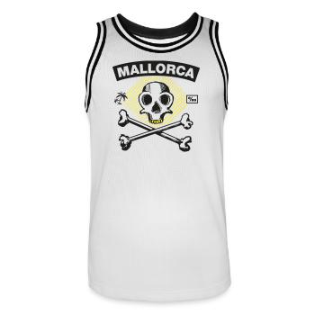 Majorque – Per mille pirate sous les palmiers - Maillot de basket Homme - blanc/noir - Devant - AI Model Male 185 dark (185cm)