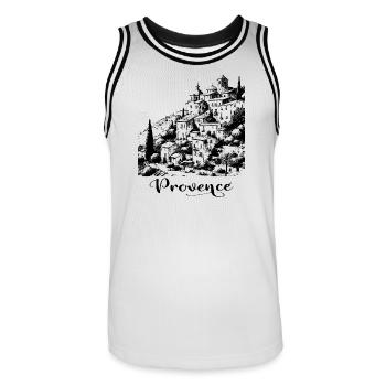 Provence - Männer Basketball-Trikot - Weiß/Schwarz - Vorne - AI Model Male 185 dark (185cm)