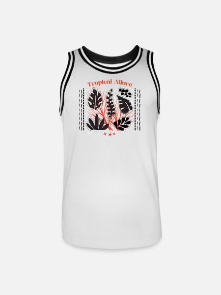 Tropical Seduction: Plant Prints - Men's Basketball Jersey - white/black