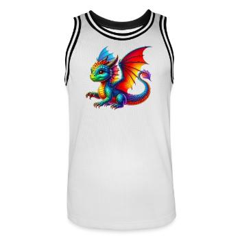 Drache - Männer Basketball-Trikot - Weiß/Schwarz - Vorne - AI Model Male 185 dark (185cm)