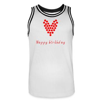 ALLES GUTE ZUM GEBURTSTAG. ALLES GUTE ZUM GEBURTSTAG. JAHRESTAG. - Männer Basketball-Trikot - Weiß/Schwarz - Vorne - AI Model Male 185 dark (185cm)