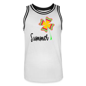 VACANCES. BONNES VACANCES. MAÎTRESSE. MAÎTRE. PROF - Maillot de basket Homme - blanc/noir - Devant - AI Model Male 185 dark (185cm)