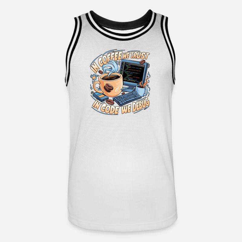 KaffeeCode Debug: In Code Wir Debuggen - Männer Basketball-Trikot - Weiß/Schwarz