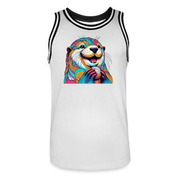 Loutre - Maillot de basket Homme - blanc/noir - Devant - AI Model Male 185 dark (185cm)