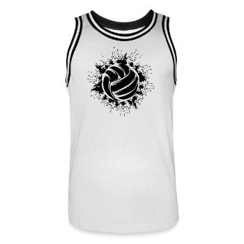 Volleyball Ball Explosion Volleyballer Symbol Logo - Männer Basketball-Trikot - Weiß/Schwarz - Vorne - AI Model Male 185 dark (185cm)