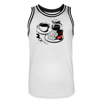 Fromage cottage pour le petit-déjeuner - Maillot de basket Homme - blanc/noir - Devant - AI Model Male 185 dark (185cm)