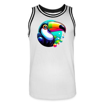 Toucan - Men's Basketball Jersey - white/black - Front - AI Model Male 185 dark (185cm)