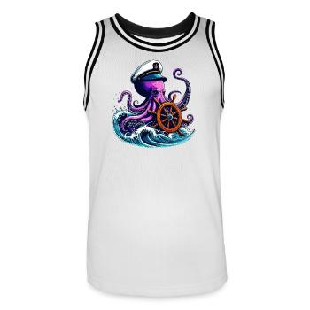 Krake - Männer Basketball-Trikot - Weiß/Schwarz - Vorne - AI Model Male 185 dark (185cm)