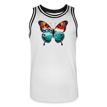 Butterfly - Men's Basketball Jersey - white/black - Front - AI Model Male 185 dark (185cm)