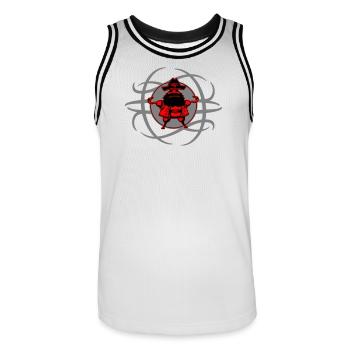 Mehr Pirat geht nicht! - Männer Basketball-Trikot - Weiß/Schwarz - Vorne - AI Model Male 185 dark (185cm)