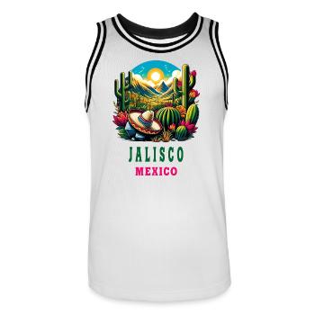 Jalisco Mexico cactus desert design - Men's Basketball Jersey - white/black - Front - AI Model Male 185 dark (185cm)