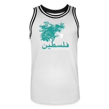 Olivier Paix Palestine - Maillot de basket Homme - blanc/noir - Devant - AI Model Male 185 dark (185cm)