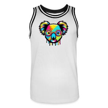 Koala with glasses - Men's Basketball Jersey - white/black - Front - AI Model Male 185 dark (185cm)