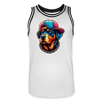 Dog - Men's Basketball Jersey - white/black - Front - AI Model Male 185 dark (185cm)
