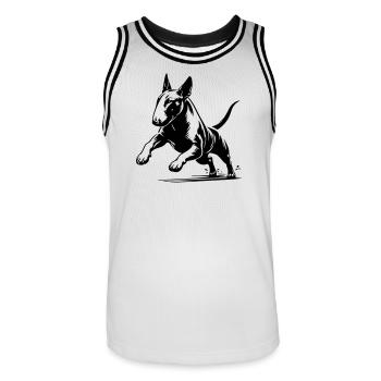 Bull terrier - Men's Basketball Jersey - white/black - Front - AI Model Male 185 dark (185cm)