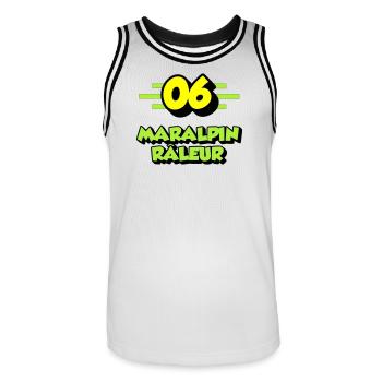 Complaining Maralpin - Men's Basketball Jersey - white/black - Front - AI Model Male 185 dark (185cm)
