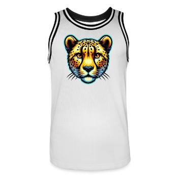 Guépard - Maillot de basket Homme - blanc/noir - Devant - AI Model Male 185 dark (185cm)
