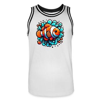 Clownfische - Männer Basketball-Trikot - Weiß/Schwarz - Vorne - AI Model Male 185 dark (185cm)