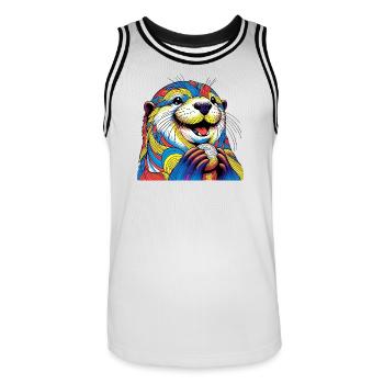 Otter - Männer Basketball-Trikot - Weiß/Schwarz - Vorne - AI Model Male 185 dark (185cm)