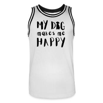 Mon chien me rend heureux - Maillot de basket Homme - blanc/noir - Devant - AI Model Male 185 dark (185cm)