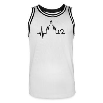 Heartbeat Love Dresden Frauenkirche Symbol Logo - Men's Basketball Jersey - white/black - Front - AI Model Male 185 dark (185cm)
