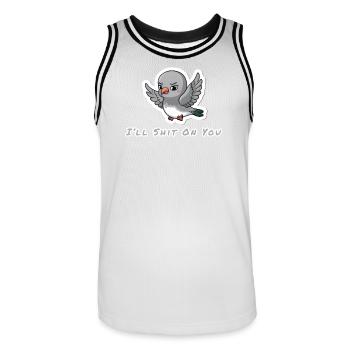 I'll Shit On You Funny Pigeon - Men's Basketball Jersey - white/black - Front - AI Model Male 185 dark (185cm)