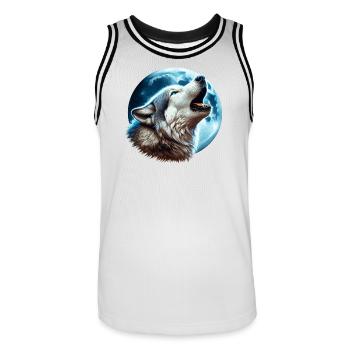 Wolf howls at the full moon - Men's Basketball Jersey - white/black - Front - AI Model Male 185 dark (185cm)