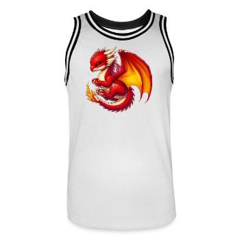 Drache - Männer Basketball-Trikot - Weiß/Schwarz - Vorne - AI Model Male 185 dark (185cm)